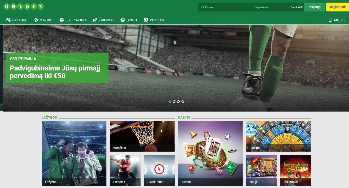 Unibet Lietuva kazino žaidimai