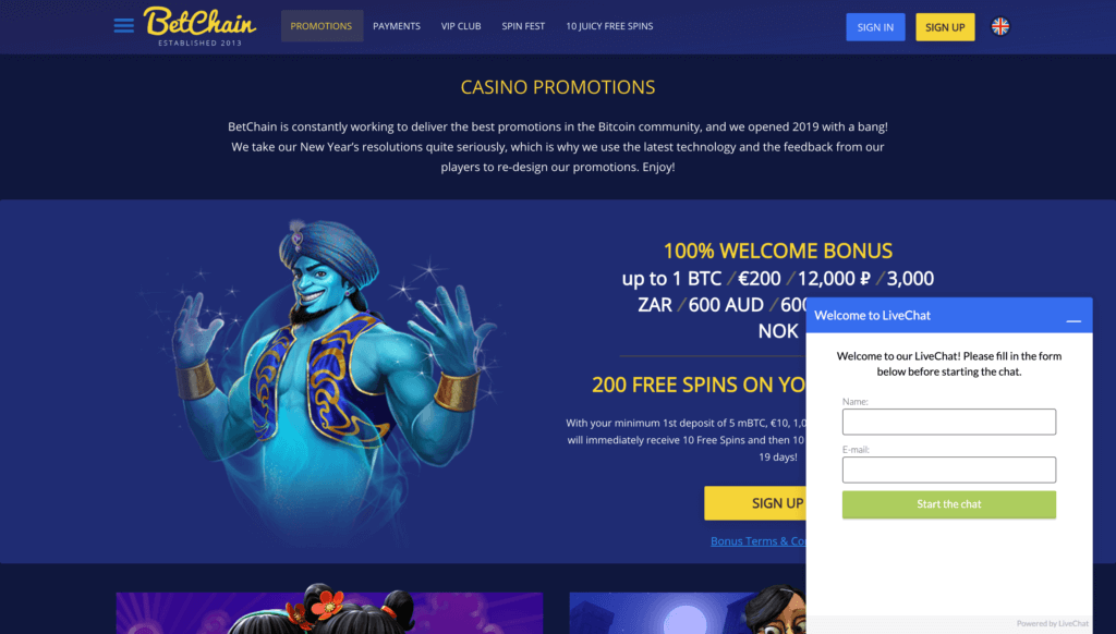 Betchain akcijos