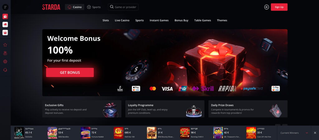 Starda Casino pagrindinis puslapis