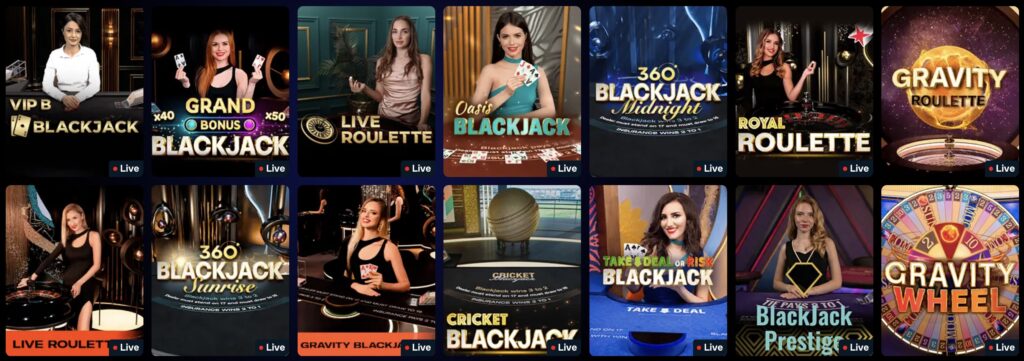 Live Casino žaidimai Gizbo Casino